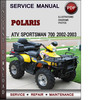 Thumbnail Polaris ATV Sportsman 700 2002-2003 Factory Service Repair Manual Download Pdf